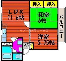 エバーグリーン　Ｂ棟の物件間取画像